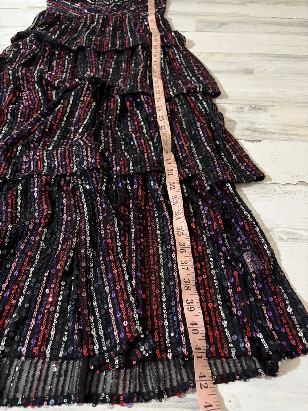 SAYLOR Quintana Ruffle Sequin Tiered Cocktail Dress - Picture 10 of 12